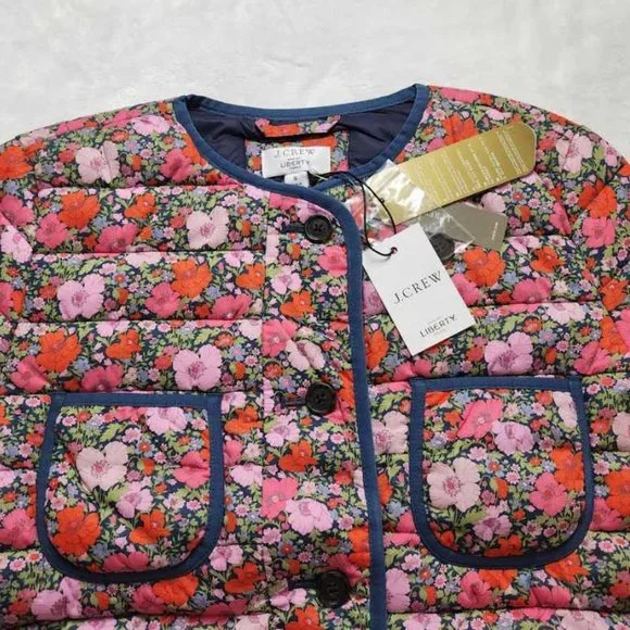 New women's S J Crew quilted lady jacket in Liberty Meadow Song floral - Picture 3 of 12